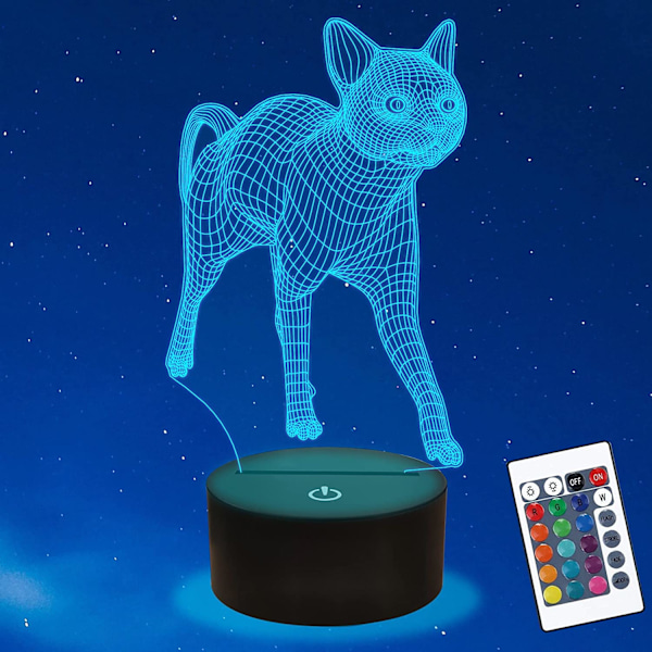 Katte Natlys, Ammonit 3D Kæledyrslampe Kattelys med 16 Farver Fjernbetjening
