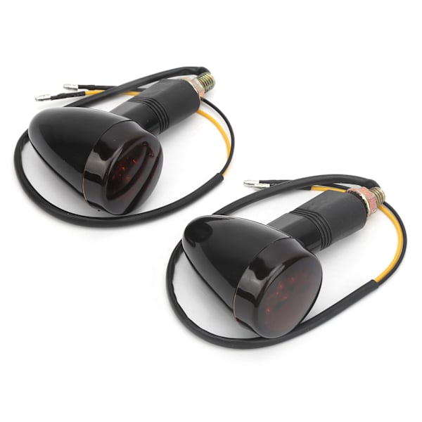 2 stk Universelle Motorcykel Blinklys Gul Lys Høj Synlighed 12V 10mm/0.4in Gevind Sort