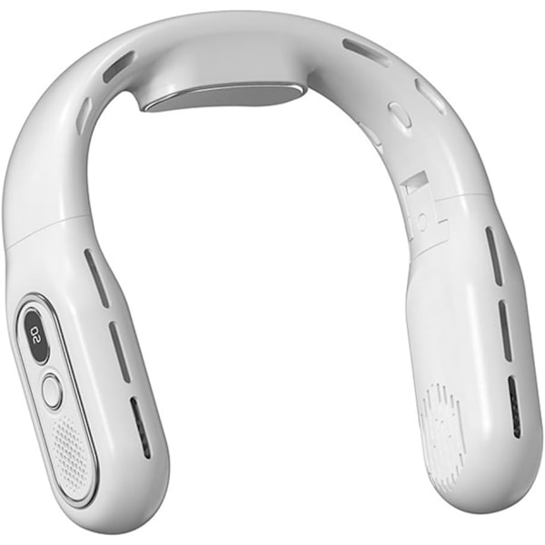Vikbar Bärbar Halsfläkt - Uppladdningsbar Vikbar Handsfree Kylande Bladlös Personlig Fläkt, Batteridriven med LCD-skärm, 3 Hastigheter