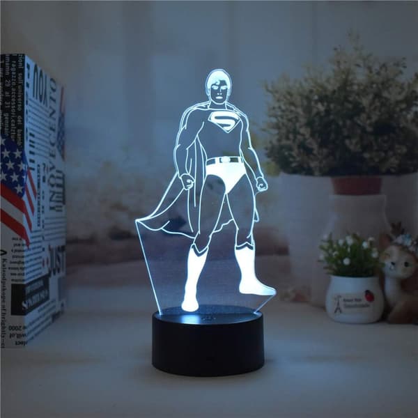 Anime Tema Nattlys 3D Stereo Vision Superman LED Soverom