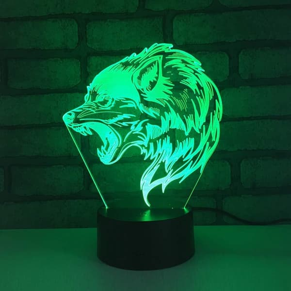 3D Ulv Tiger Dyr Natlampe Illusion Natlampe 7