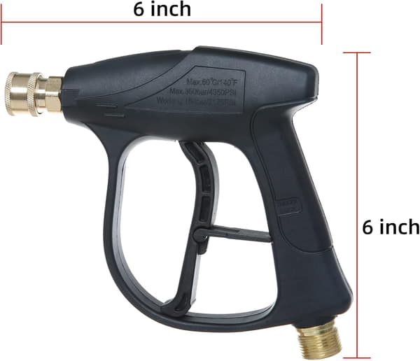 2100 PSI Max Högtryckstvätt Kort Pistol, 1/4 Tum Snabbkoppling för Elektriska Högtryckstvättar black