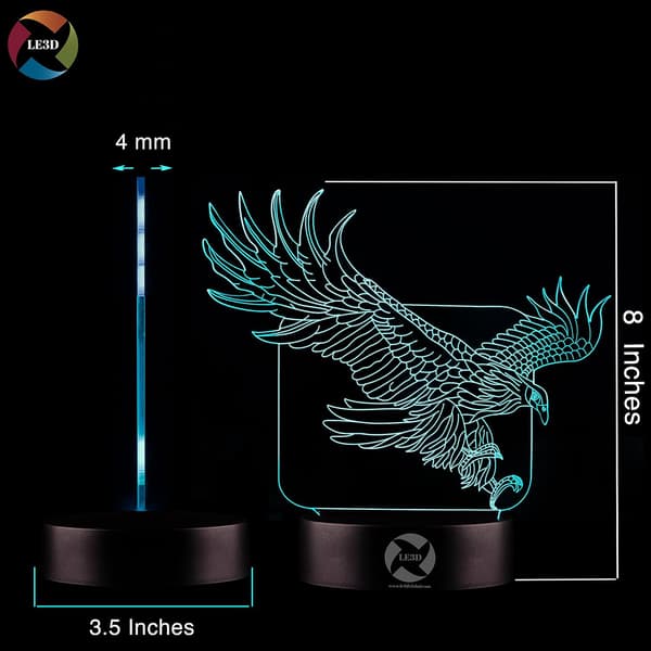 3D Optisk Illusjon Nattlys - 7 LED Fargeskiftende Lampe