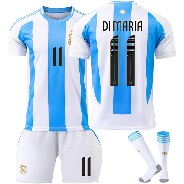 24/25 Jalkapallosetti lapsille, verryttelypuku pojille, Argentiina NO.11 DI Maria jalkapallojoukkueen pelipaita, verryttelypaita ja shortsit a 26