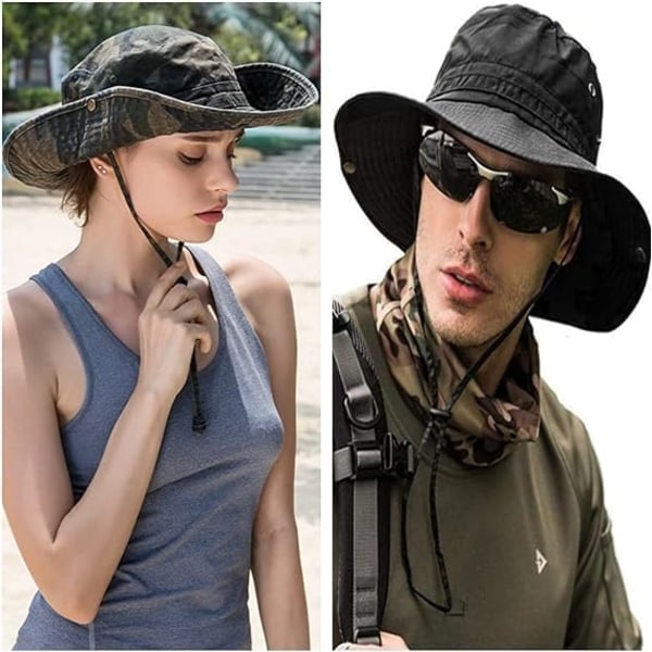 Solhatte til mænd og kvinder, spandhat UPF 50+ Boonie Hat sammenklappelig UV-beskyttelse Vandring Strandfiskeri Sommer Safari deban Camo