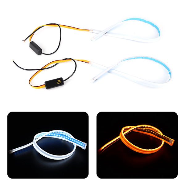 1 Par 60cm LED Dagkjørelys Guide Stripe Bar Hvit Gul Lysfarge