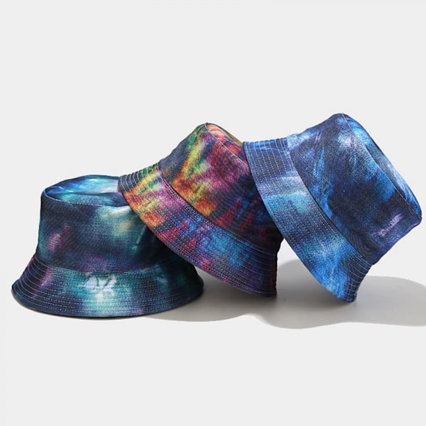 Bucket Hat til mænd og kvinder, pakbar vendbar trykt solhat E