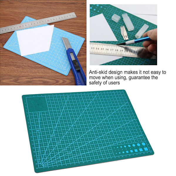 A4 rutnät PVC skärmatta Självläkande papper Lädertyg Skärbräda (Grön)