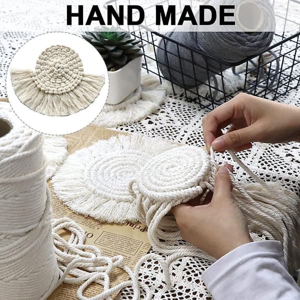Rattan Macrame Boho-underlägg | Bohemisk uppsättning av 4 bordsdekorationer