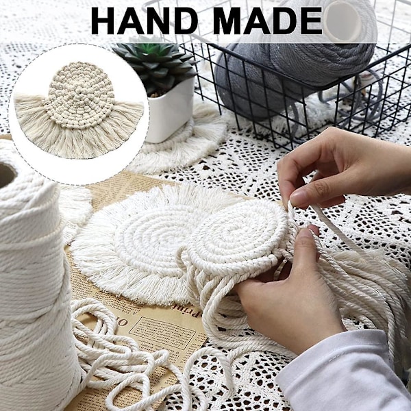 Rattan Makrame Boho-underlag | Boheme-sæt med 4 borddekorationer