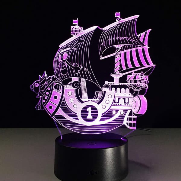 3D Piratskib Natlamper 3D LED Natlys Bord Skrivebord Opt