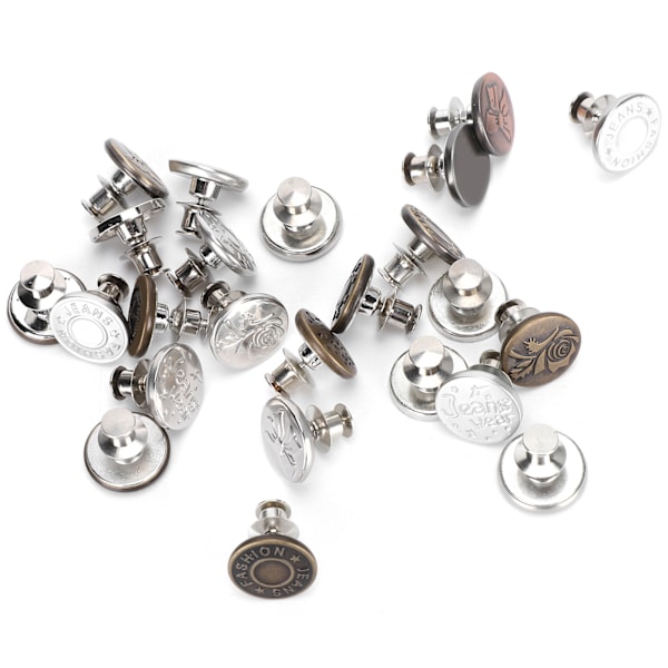 24 stk. Knappnåler Jeans Bukser Universal Spikerfri Midjeendring Avtakbar Justering DIY