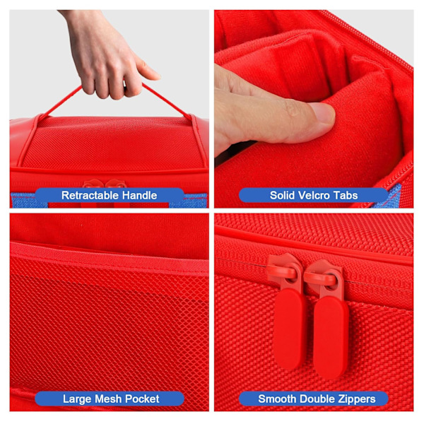 Söt Switch Bärväska för Nintendo Switch/Lite/OLED, Bärbar Mjuk Skal Vattentät Messenger Väska Oxford för NS SD Konsol Dock JoyCons Tillbehör Red