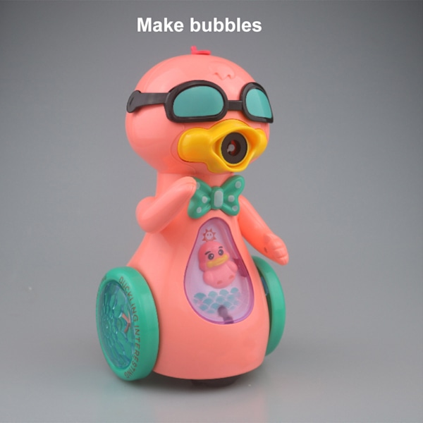 Elektrisk bubbelmaskin för barn, automatisk bubbelmaskin, tecknad anka bubbelblåsare med ljus