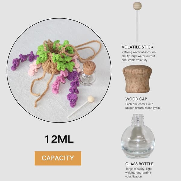 12ml Søt Heklet Monstera Diffuser – Grønn Påfyllbar Bil-/Hjemmedekorasjonstilbehør Wisteria