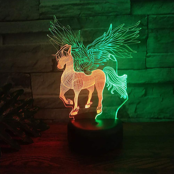 Enhörning LED 3D Illusionslampa USB Optisk Lampa Nattlampa Festivalpresent Födelsedagspresent för Liten Baby Pojke Flicka Flickvän