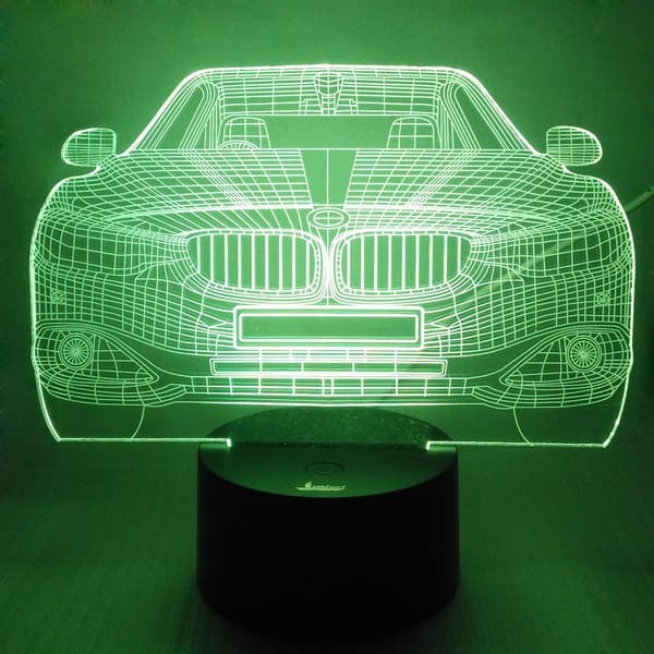 Kult Bil 3D Nattlys LED Illusionslampe Sengelampe Bordlampe