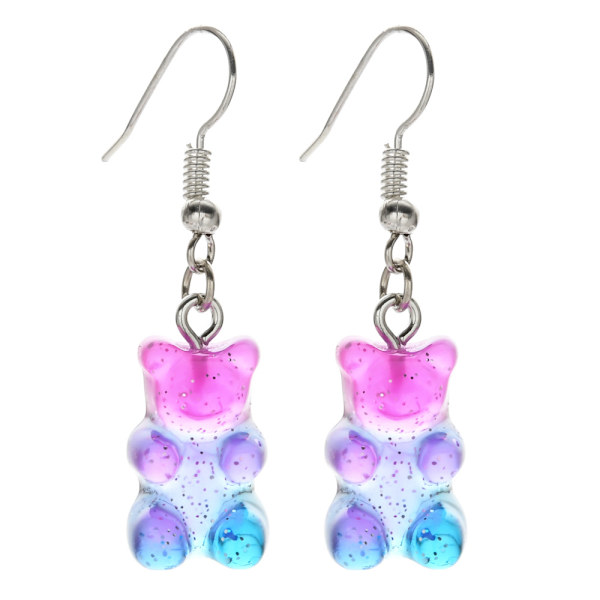 Nydelige Gummy Bear Dangle Øredobber Sett Bedårende Mini Bear Animal Pendant Drop Øredobber for Kvinner Jenter Smykker Gave