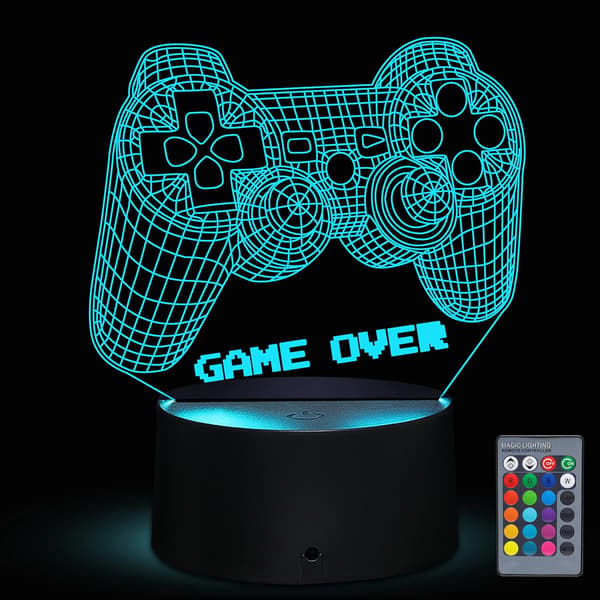 3D Videospillkontroller Lampe Nattlys 3D Illusjon Spill O