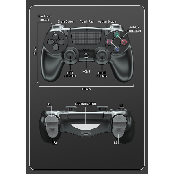Trådløs Bluetooth 4.0 Vibrerende Gamepad med Lys til PS4 Gold