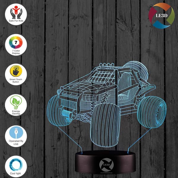 3D Optisk Illusions Natlampe - 7 LED Farveskiftende Lampe