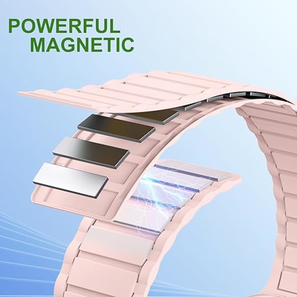 Magnetisk Länk Solo Loop Sport Silikonarmband Kompatibla med Apple Watch Ultra 2/Ultra SE Serie 10 9 8 49mm 46mm 45mm 44mm 42mm 41m Chalk Pink