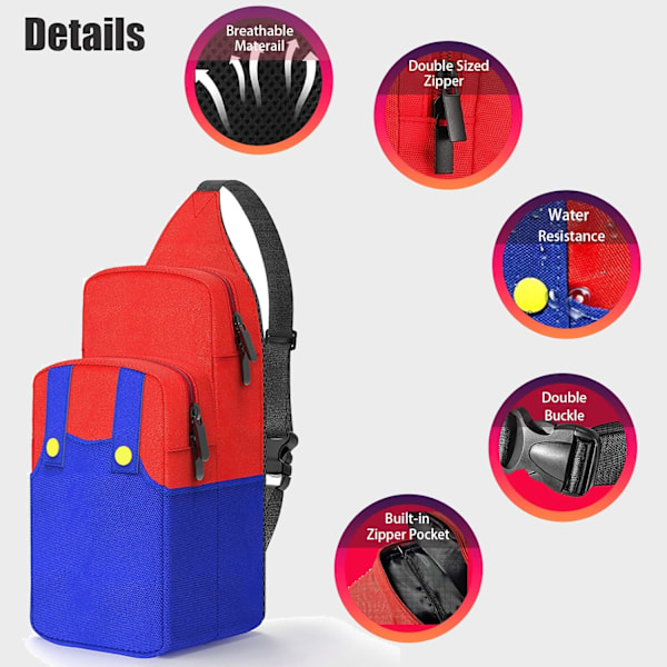 Söt Reseväska för Nintendo Switch/Lite/OLED/Steam Deck, Bärbar Crossbody Axelväska för NS SD Konsol Dock Joy-Cons Tillbehör Förvaring Red