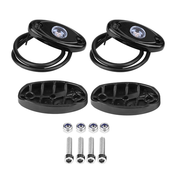 2 par 12-24V Rock Light Flood Beam LED Under Body Trail Rig Lys for SUV Båt Hvit Lys