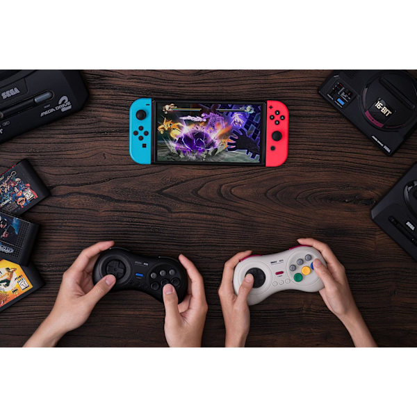 M30 Trådløs Bluetooth Controller Retro Gamepad til Switch, PC Windows, MacOS, Android, Raspberry Pi med Sega Genesis & Sega Mega Drive Style (Hvid White