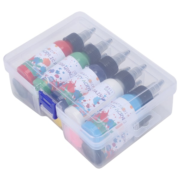 10 flasker akrylmalingsett fargerikt for kunststudentmaling pigment plastboks 30ml