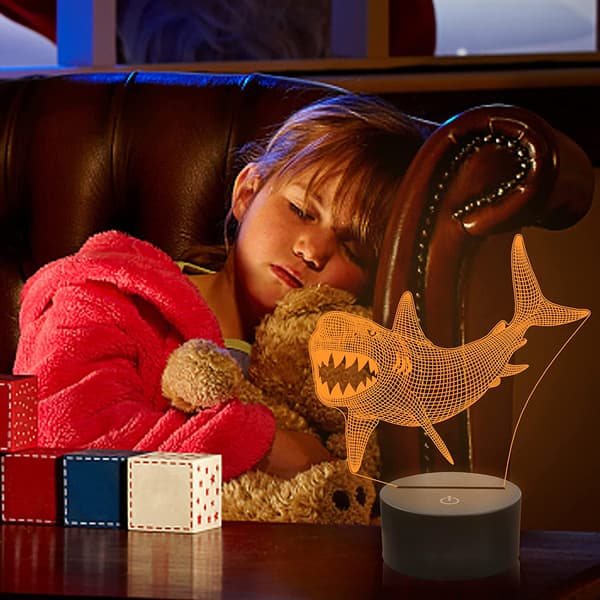 Haj 3D Natlampe Optisk Illusion Lampe med 16