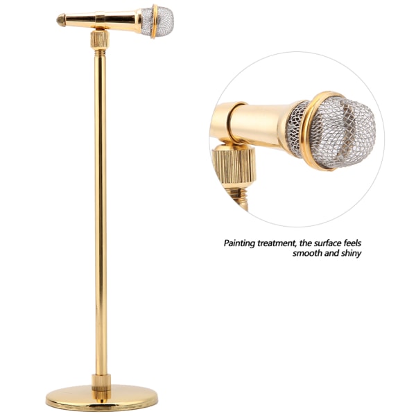 Kobber Gullbelagt Mikrofon Modell Mikrofon Håndverk Ornamenter Musikinstrument Modell 20-29cm