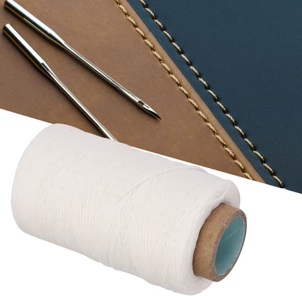 150D 820,2ft vokset tråd Håndlaget flat sy søm snor tilbehør for DIY skinnhåndverk Hvit