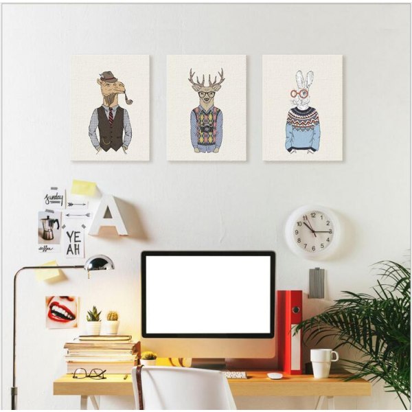 Animal Gentleman Väggkonst Canvas Tryck Affisch, Enkelt Mode Vattenfärg Konst Dra