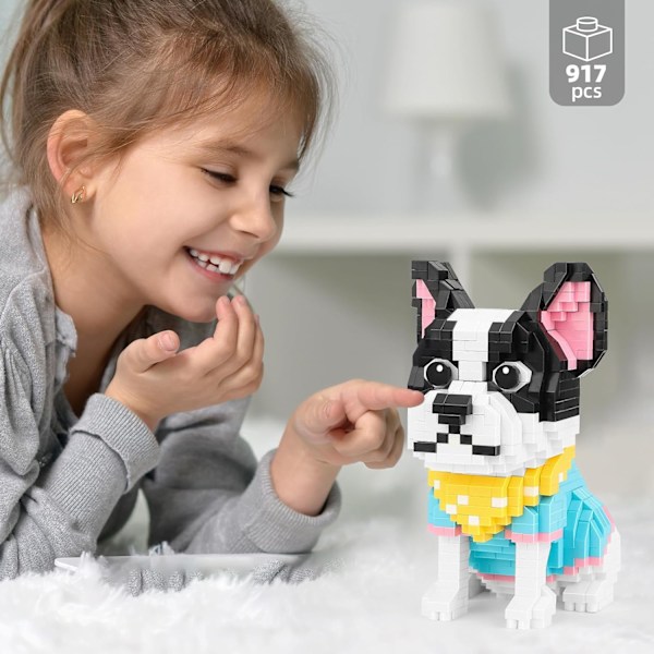 Søt Dyr Mikro Mini Byggeklosser Sett, Bulldog Mikro Klosser Byggeleker for Voksne, Festgaver for Barn, Bursdagsgave, Karnevalspremier