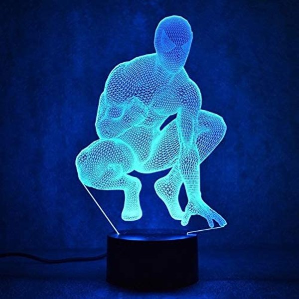 Ny Spider Hero Gutterlampe for gutter 3D LED 7 farger nattlys for barer hjemmekontor dekorasjon