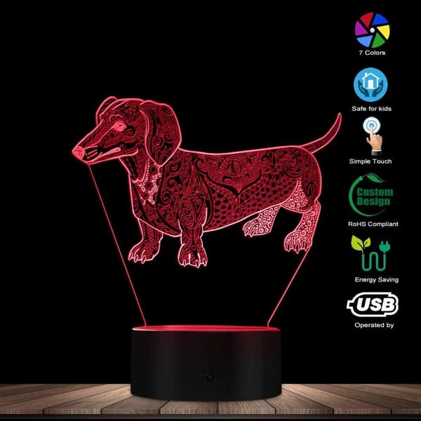 Sød Temperament Abstrakt Gravhund 3D Natlampe 3D Optica