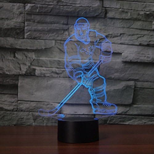 3D Ishockeyspiller Nattlys Lampe Illusjon 7 Fargeendringer