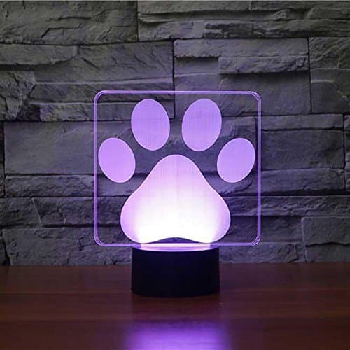3D Hundepote Modellering Nattlys Berøring 7 Fargeendring LED Ta