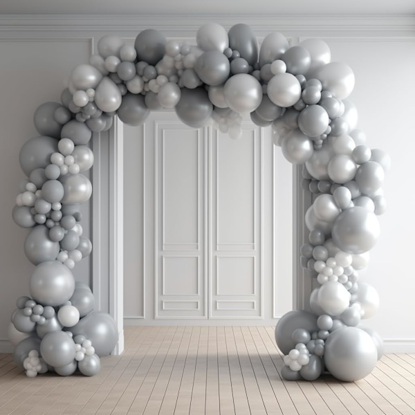 130PCS Pastellgrå Ballonger Olika Storlekar 18\" 12\" 10\" 5\" Ballongbåge Dekorationsset Perfekt för Födelsedagsfest, Examen, Babyshower, Bröllop, Dekoration Pastel Gray