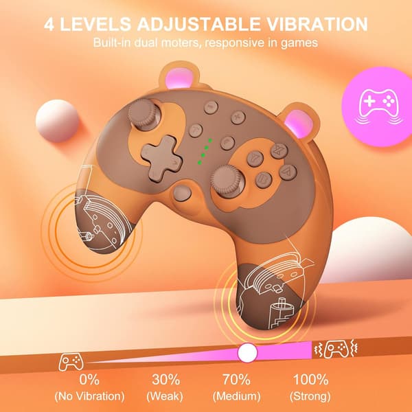 Switch-kontroller - Søt vaskebjørn trådløs Switch-kontroller for Switch Lite/OLED/PC, Switch Pro-kontroller fjernkontroll spillkontroll joystick med turbo/