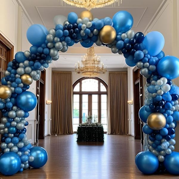 130 stk. metalliske blå balloner i forskellige størrelser 18\" 12\" 10\" 5\" ballonbue guirlande sæt perfekt til fødselsdag, dimission, babyshower, bryllup, ferie Metallic Blue