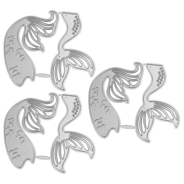 3 stk. kunstig havfruehale ramme metal skæredør til DIY scrapbooking håndværk