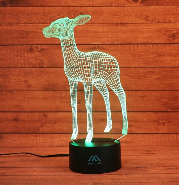 3D Dyr Hjort Natlampe 7 Farve LED Touch Bordlampe