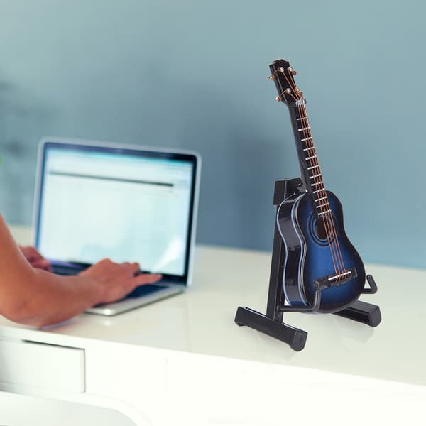 Miniatyr Klassisk Gitar Modell Mini Tre Gitar Skrivebord Dekorasjon Ornamenter Blue