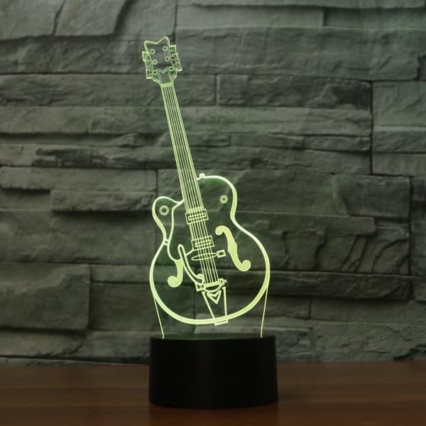 3D Gitar Nattlys Bord Skrivebord Optisk Illusjon Lamper 7 Co