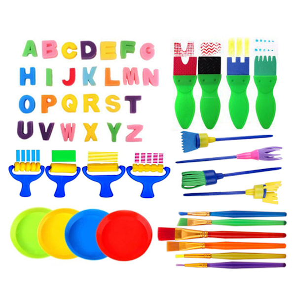 48 st barns målarpenslar set målning ritning stämpel kit rolig lek leksak undervisningsverktyg för barn HM‑48