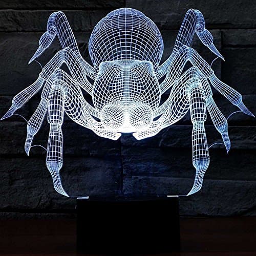 3D Edderkopp Nattlys Illusjonslampe Effekt 7 Farger Endring C