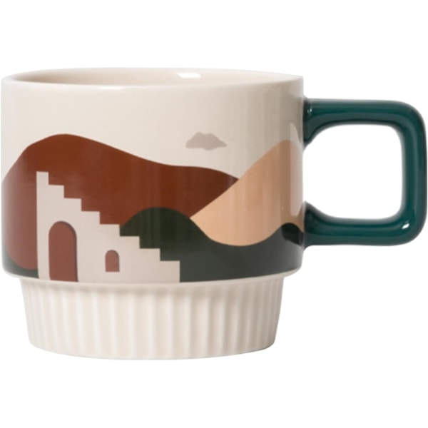 Keramisk kaffekopp, 320 ml medium melkekaffekopp tekopp for kakao cappuccino latte frokostblanding, tåler oppvaskmaskin og mikrobølgeovn, Offi Brown