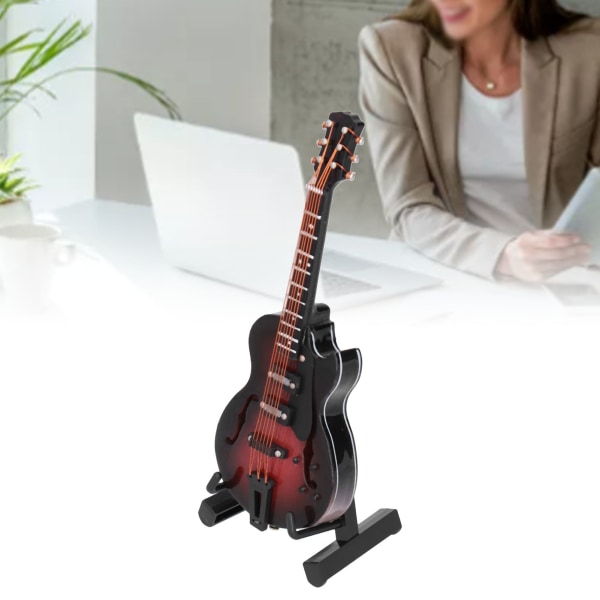 Gitarrmodell Mini Utsökt Musikinstrument Dekorativt Hantverksornament för Hemmakontorsdekoration